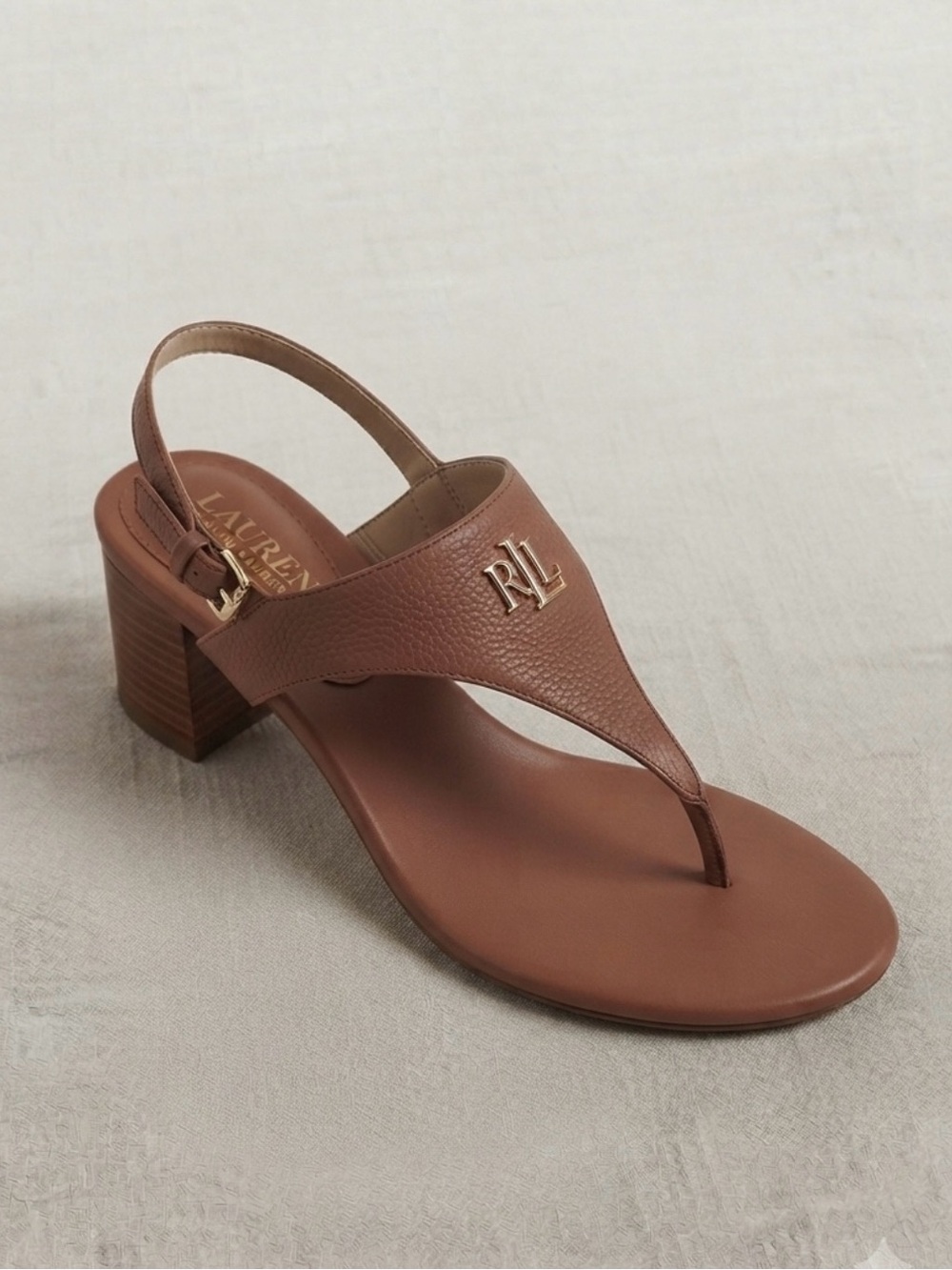Ralph Lauren Westcott II Polo Tan Tumbled Leather Sandals Size 9B - Picture 5 of 8